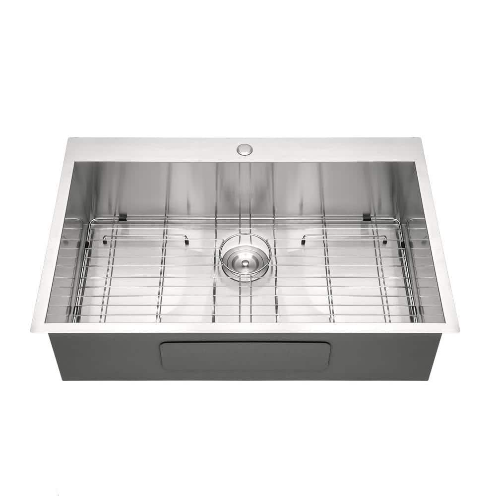 Modland Loile 33 In L Drop In Single Bowl 18 Gauge Brushed Nickel Stainless Steel Kitchen Sink