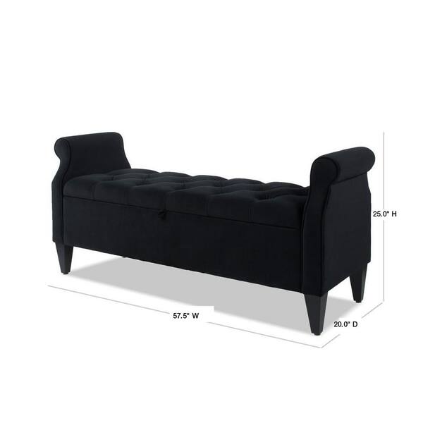 Jennifer Taylor Jacqueline Tufted Roll, Upholstered Bench With Rolled Arms
