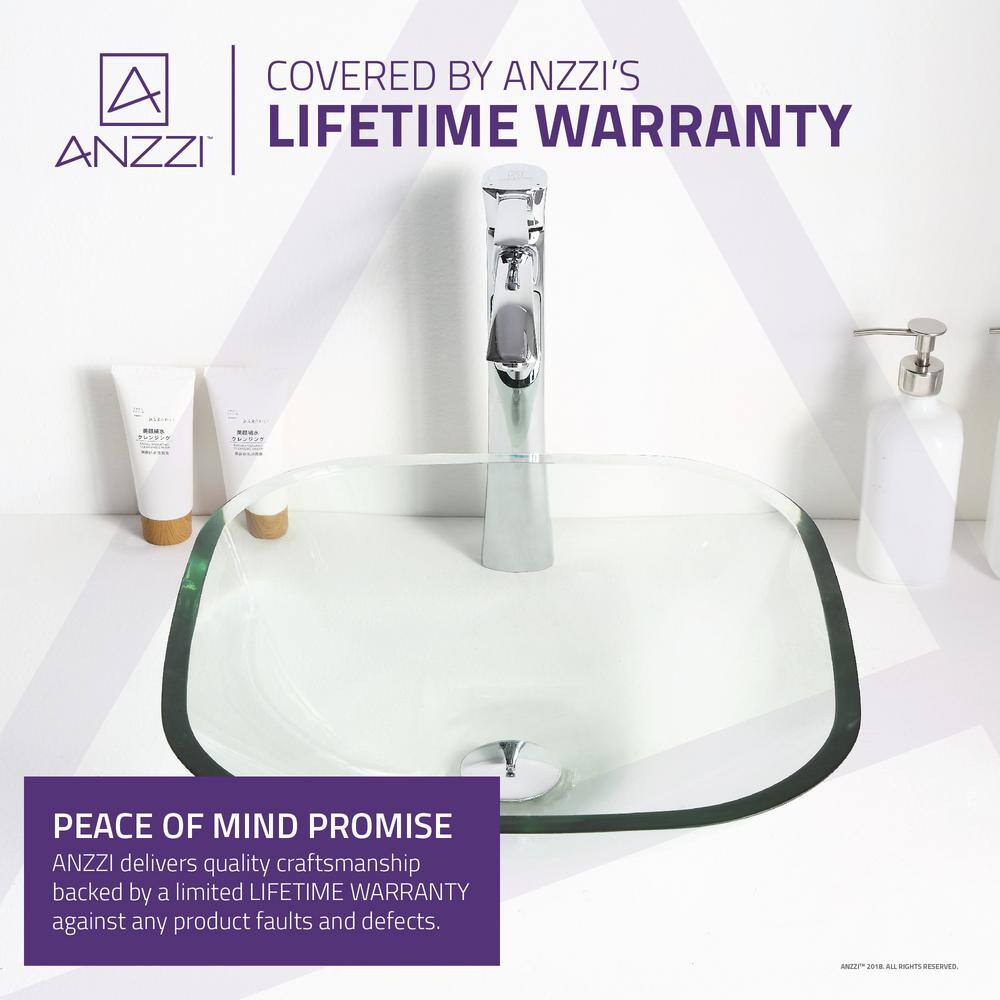 Cadenza 16.5'' Clear Tempered Glass Square Vessel Sink