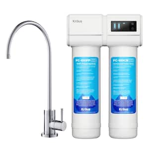 Purita 2-Stage Under-Sink Filtration System with Single Handle Drinking Water Filter Faucet in Chrome