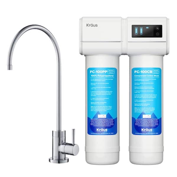 KRAUS Purita 2-Stage Under-Sink Filtration System with Single Handle Drinking Water Filter Faucet in Chrome