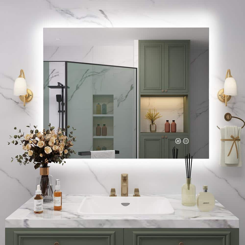 40 in. W x 32 in. H Rectangular Frameless Super Bright Backlited LED Anti-Fog Tempered Glass Wall Bathroom Vanity Mirror price history on PriceWatchPro