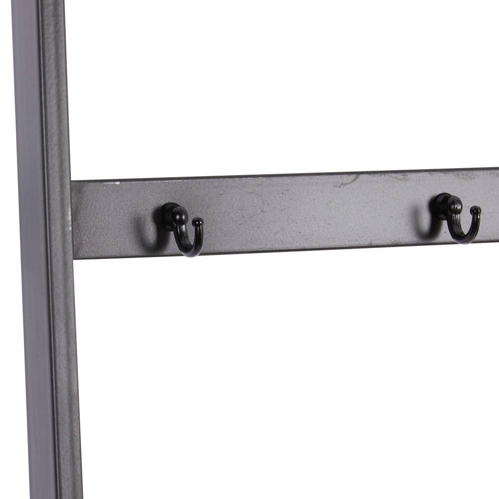 Black Metal and Wood Industrial Blanket Rack