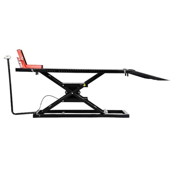 Motorcycle Lift Table, 1500 lbs. Capacity, Pneumatic Jack, Adjustable Height 8.6-31 in., Durable Repair Stand