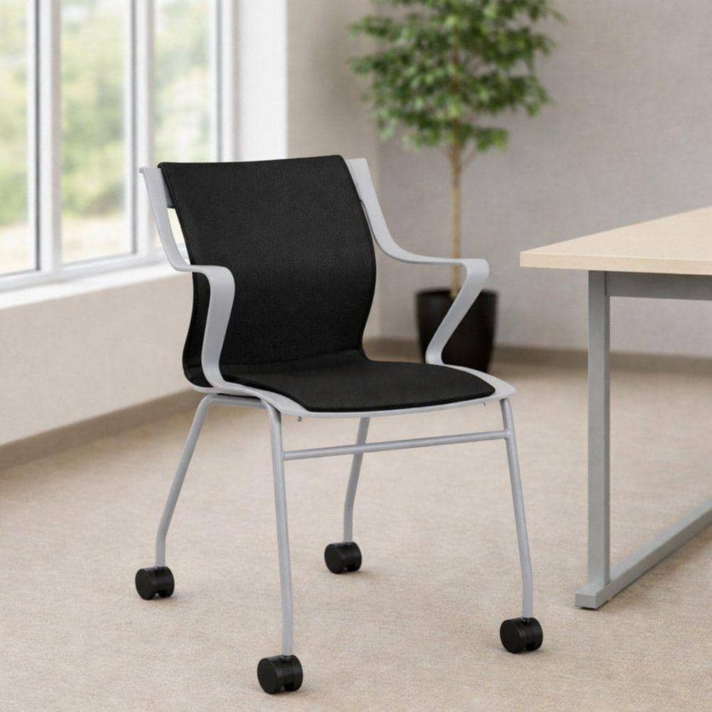 Cascade Black Upholstered Fabric Arm Chair with Arms Set of 2