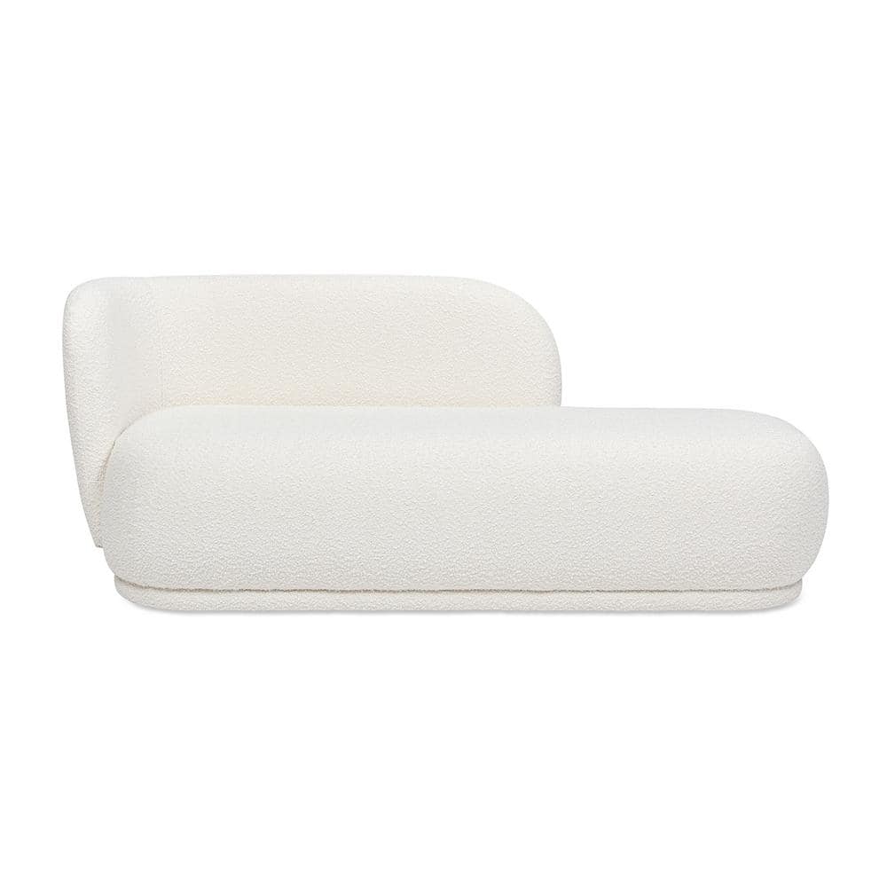 Aire 75" Ivory White Boucle Chaise Lounge with Pine Wood Frame