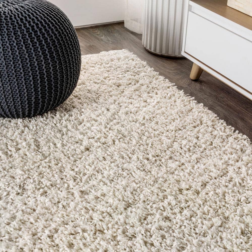 Mercer Cream Shag Plush Rectangular Area Rug 3' x 5'
