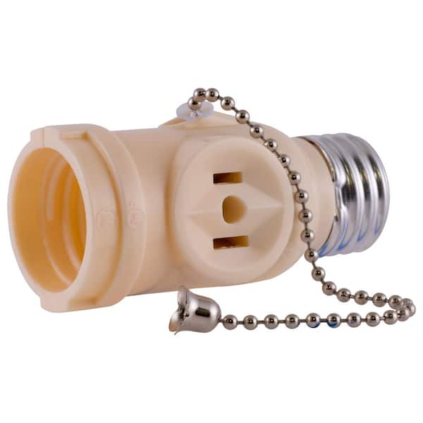GE 2-Outlet Socket Adapter with Pull Chain