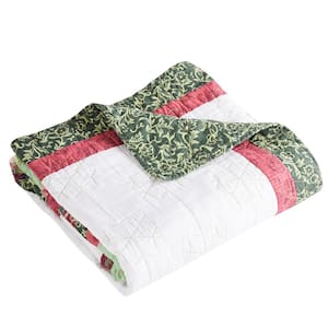 Christmas Tree Red Holiday 50 in. x 60 in. Cotton Rich Throw Blanket