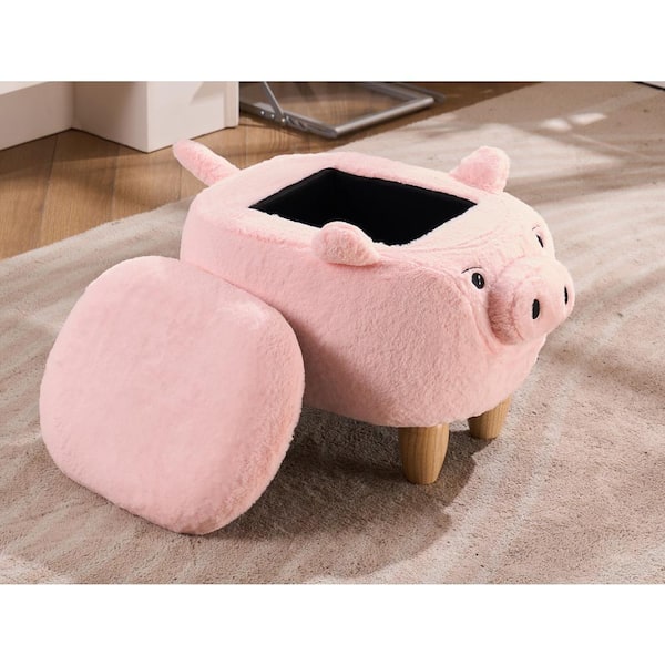 Home 2 Office Pink Pig Fabric Polyester Upholstered Animal Storage