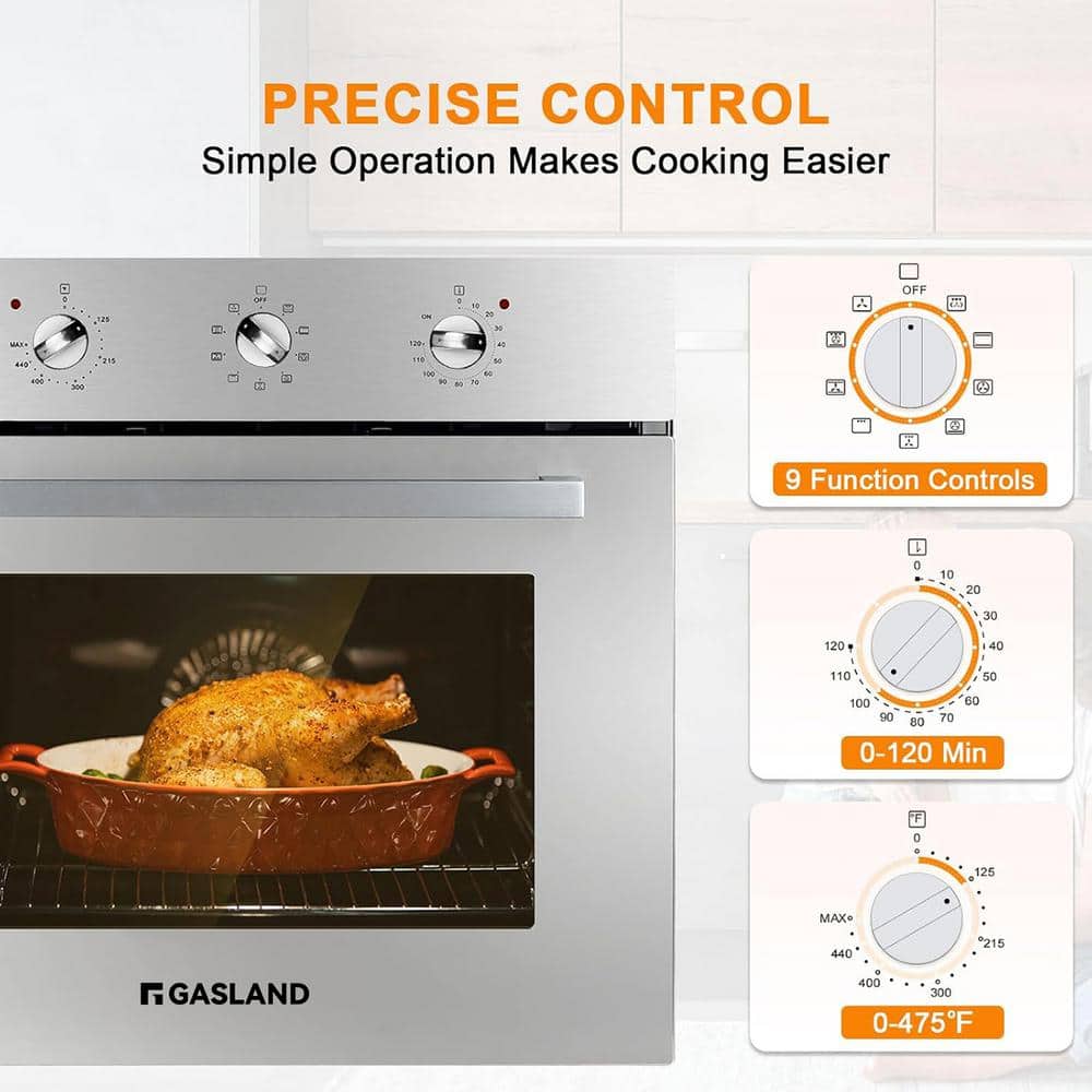 24-Inch Stainless Steel Convection Wall Oven with Rotisserie