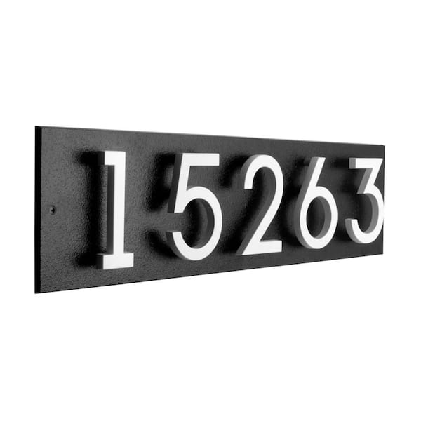 Floating Stand-Off 5-Number Horizontal Sign Black with White Modern Font Numbers