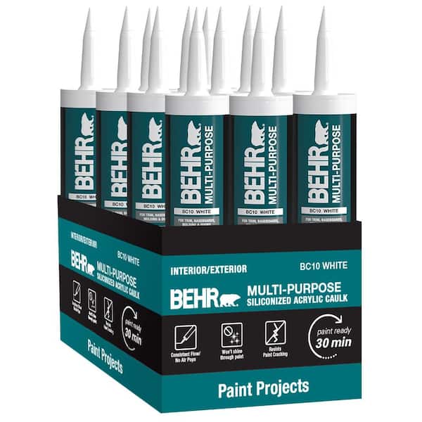 BEHR Multi-Purpose 10.1 fl. oz. White Siliconized Acrylic Latex Caulk (12-pack)