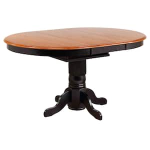 Selections 54 in. Oval Distressed Antique Black with Cherry Top Solid Wood Pub Dining Table (Seats-8)