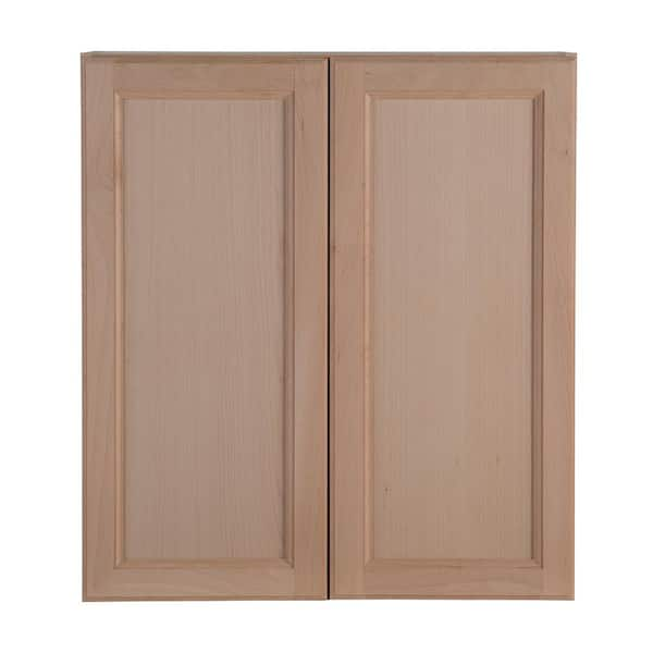 Hampton Bay Easthaven Assembled 27x30x12 in. Frameless Wall Cabinet in Unfinished Beech