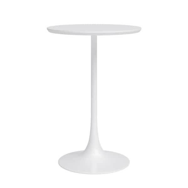 Kurv Cafe 24 in. Round White Counter Height Table with Metal Frame (Seats 2)