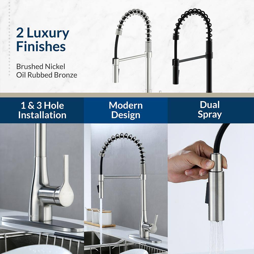 Oil Rubbed Bronze Spring Neck Pull Down Kitchen Faucet