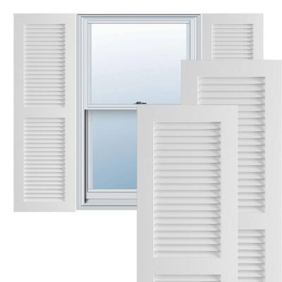 Gray Louvered Shutters Exterior Shutters The Home Depot