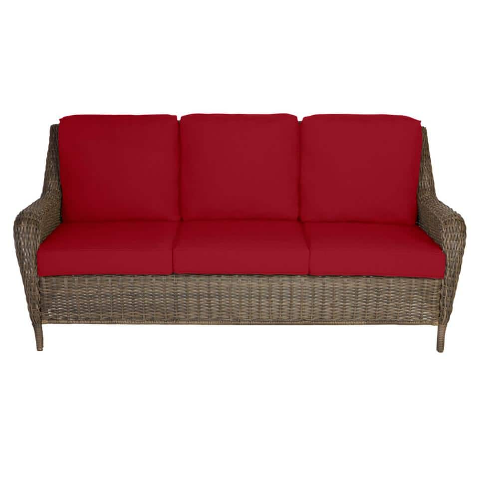 Hampton Bay Cambridge Gray Wicker Outdoor Patio Sofa with CushionGuard