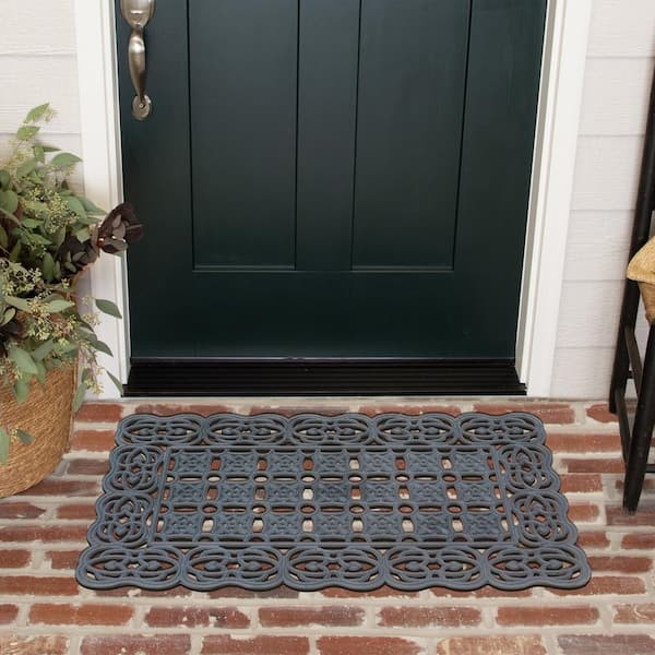 A1 Home Collections Grill Indoor/Outdoor Black 18 in. x 48 in. Rubber Easy  to Clean All Weather Exterior Doors/Large Size Double Door Mat RP315 - The  Home Depot