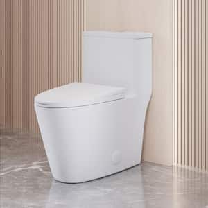 Dreux 1-piece 1/1.28 GPF Dual Flush Elongated Toilet in Matte White Seat Included