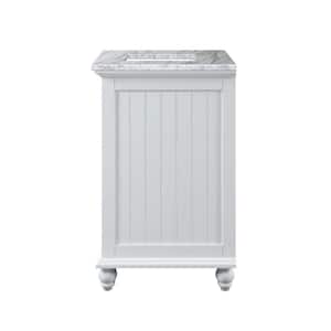 Cottage 49 in. W x 22 in. D x 34.78 in. H Single Sink Bath Vanity Cabinet White Carrara White Marble Top