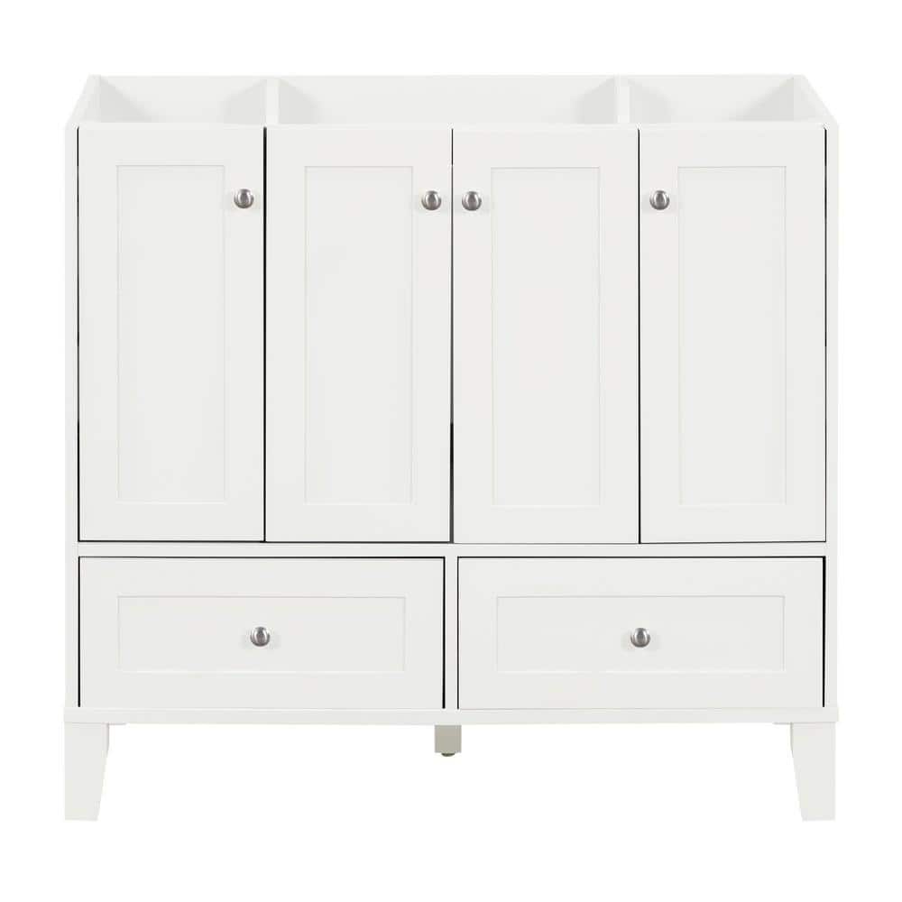 36 in. W x 17 in. D x 33 in. H Bath Vanity Cabinet without Top in White wit