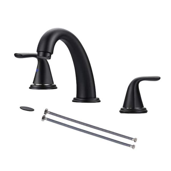 ALEASHA 8 in. Widespread Double Handle Bathroom Faucet in Matte Black ...