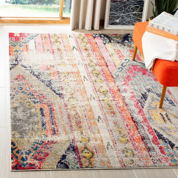 Monaco Light Gray/Multi 12 ft. x 18 ft. Distressed Area Rug