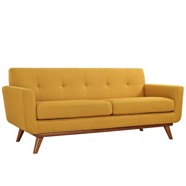 MODWAY Engage 78 in. Citrus Polyester 2-Seater Loveseat with Wood Legs