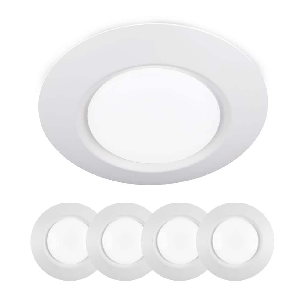 White Glass LED Flush Mount Ceiling Light, 4-Pack