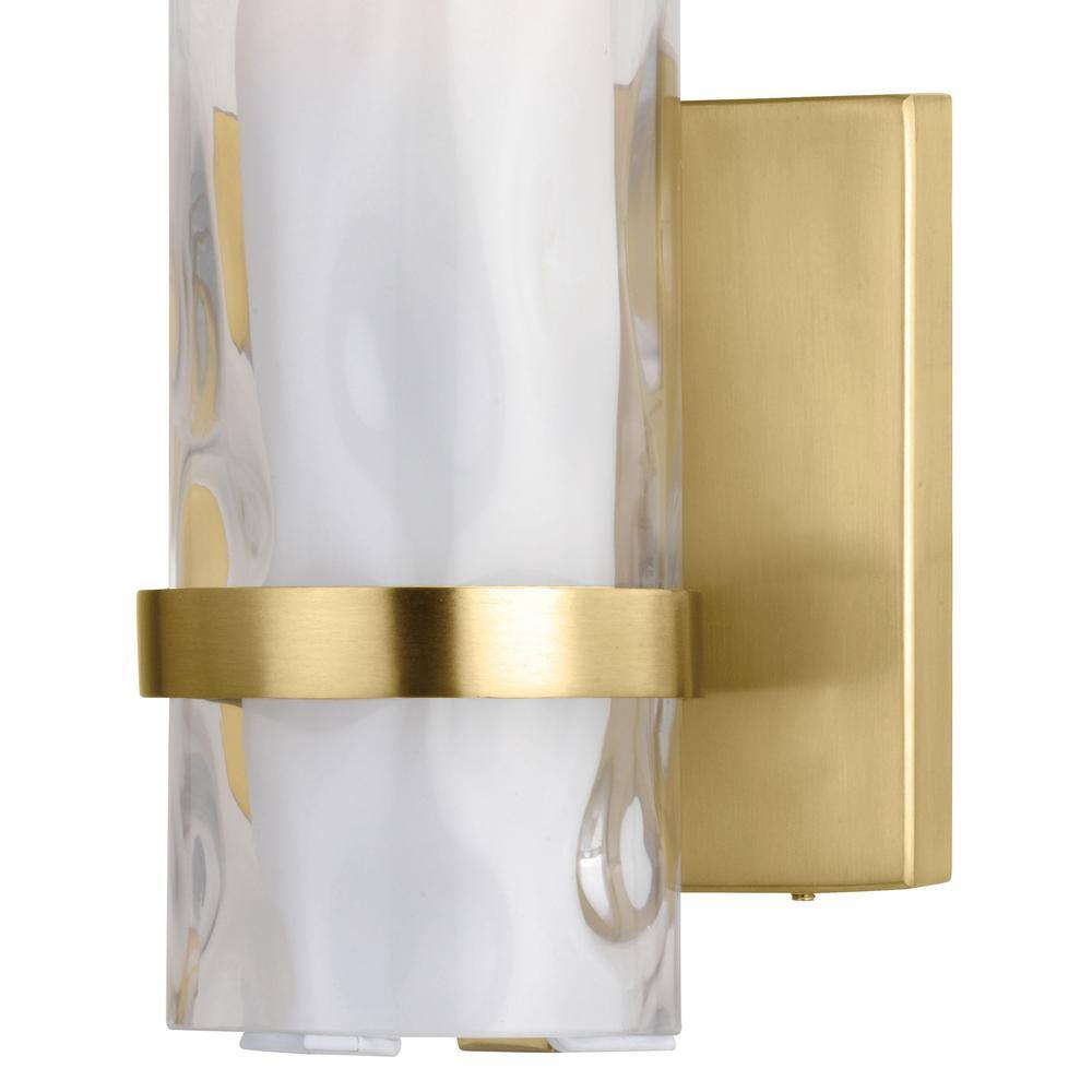 Sleek Modern Brass Vanity Wall Sconce with Frosted Glass Shade