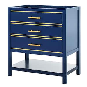29.1in. W x 17.7 in. D x 33 in. H Freestanding Bath Vanity Cabinet without Top in Blue with 2 Drawers