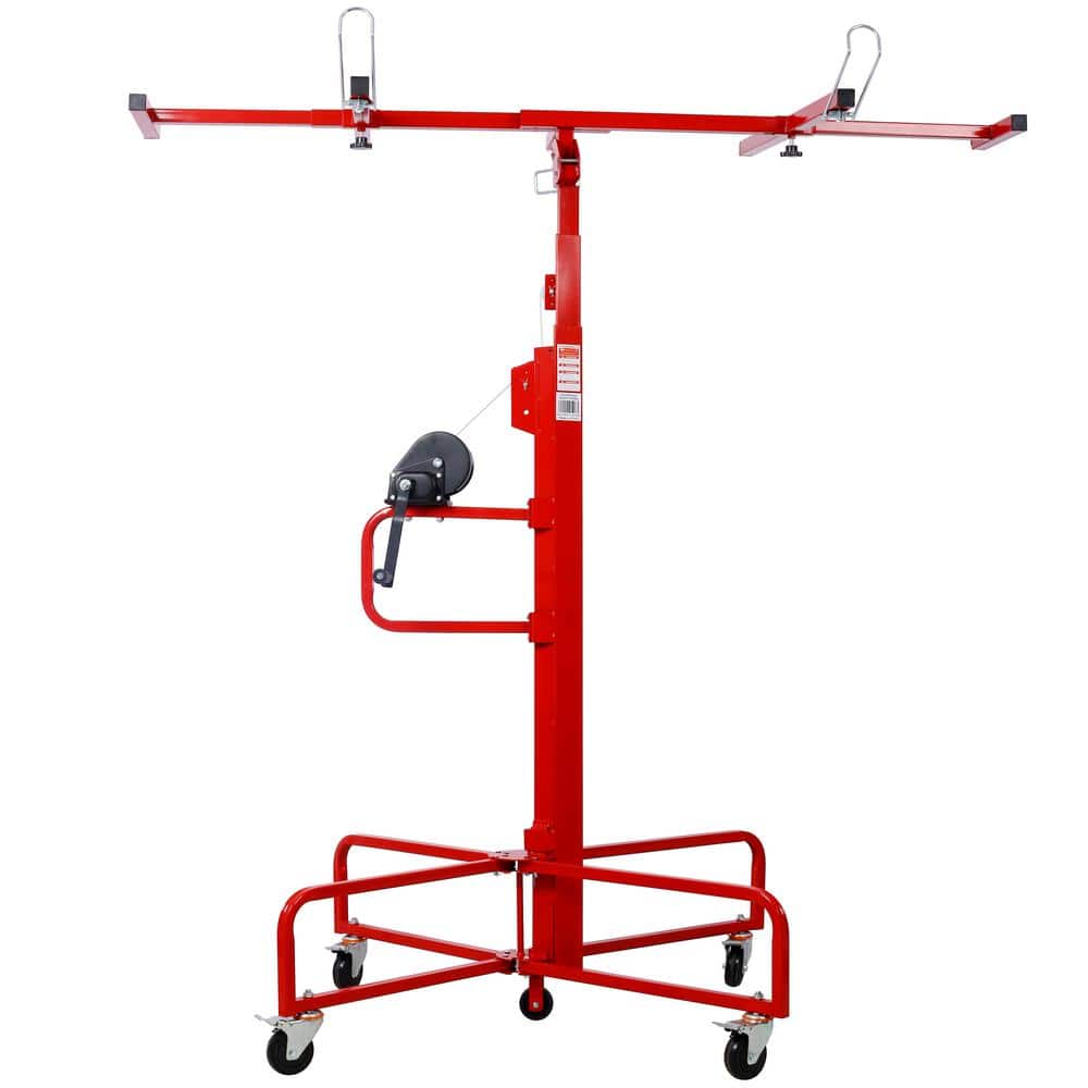 Red Heavy Duty Rolling Caster Drywall Panel Hoist with 150 lb Capacity