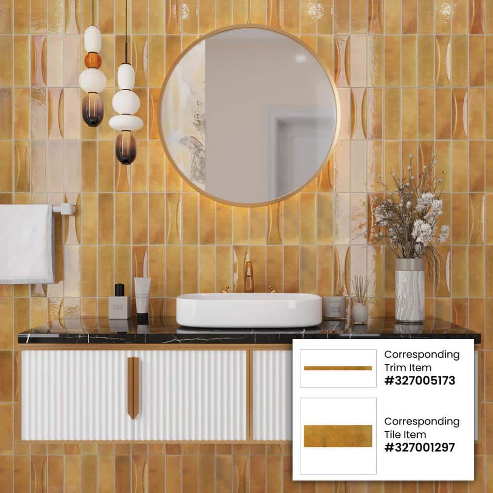 Honey Orange Glossy Ceramic Subway Wall and Floor Tile