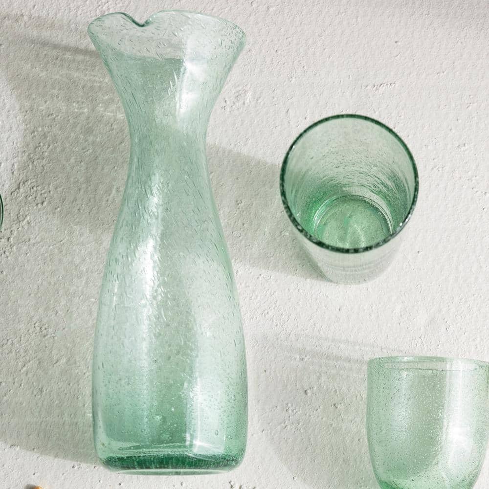 Clear Sculptural Bubble Glass Decanter, 12.5 Inches Tall