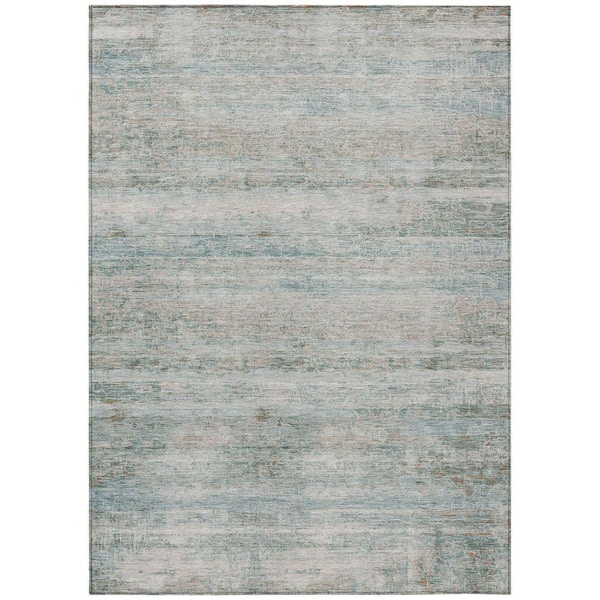 Chantille Machine Washable Indoor/Outdoor Abstract ACN2154 Aqua 5 ft. x 7 ft. 6 in. Area Rug