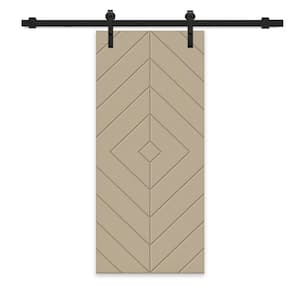 Diamond 30 in. x 84 in. Fully Assembled Unfinished MDF Modern Sliding Barn Door with Hardware Kit