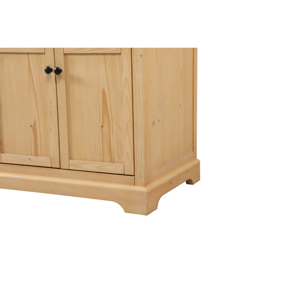 Natural Wood Double Bathroom Vanity with Carrara Marble Top