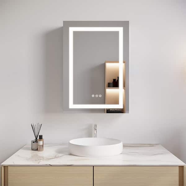 Unbranded 26 in. W x 20 in. H Rectangular Bathroom Medicine Cabinet with Mirror and LED Lights, Anti-Fog, Waterproof