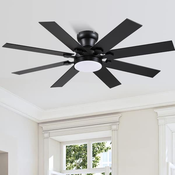 52 in. Indoor/Outdoor Modern Black Ceiling Fan with Dimmable LED Light and Remote/APP Control