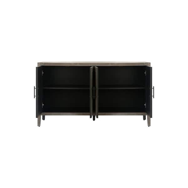 Unbranded 60 in. W x 15.7 in. D x 34 in. H Brown Linen Cabinet Sideboard With 4 Doors for Living Room Entryway