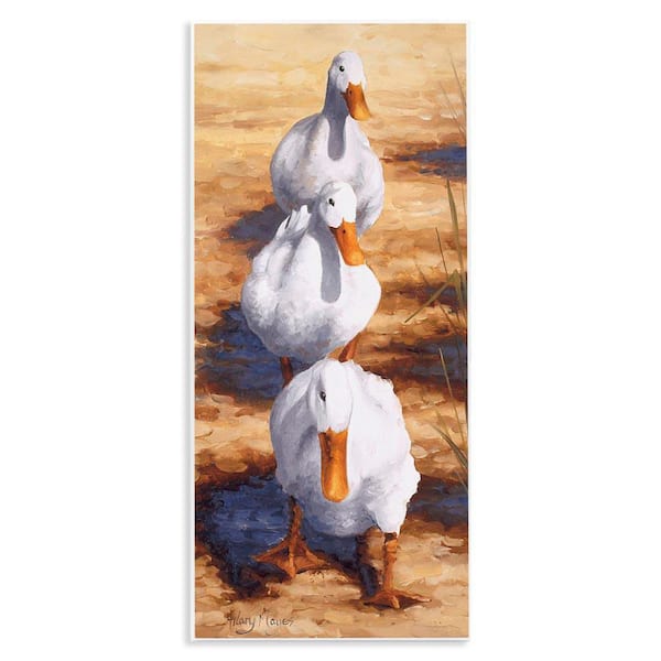 Stupell Industries Cluck Queue Duck Trio by Hilary Mayes Unframed Animal Graphic Art Print 17 in. x 7 in.