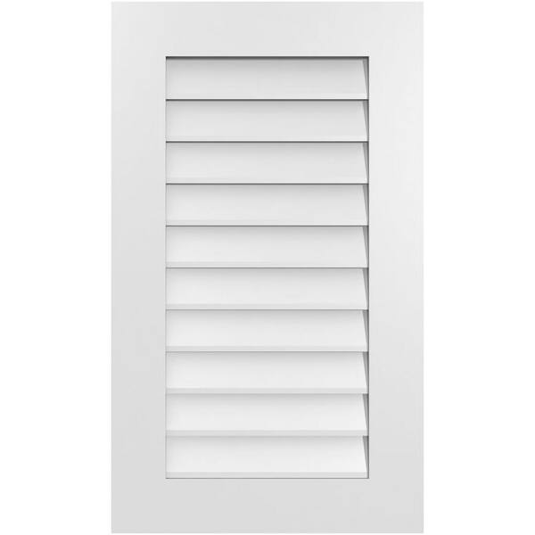 Ekena Millwork 20 in. x 34 in. Vertical Surface Mount PVC Gable Vent: Decorative with Standard Frame