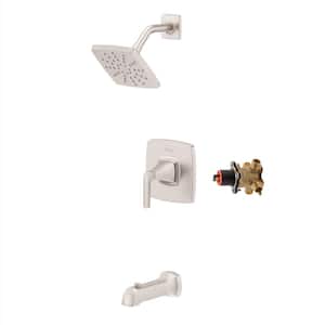 Bruxie 1-Handle 1-Spray Tub and Shower Faucet in Spot Defense Brushed Nickel (Valve Included)