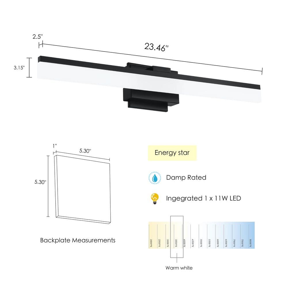 Palmital 23.46" Black Acrylic LED Vanity Light