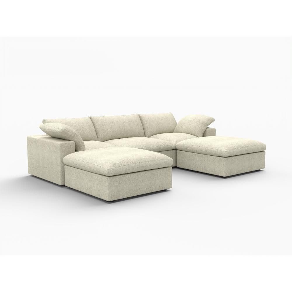 117.90 in. Square Arms Linen Blend Modular Sofa Matte