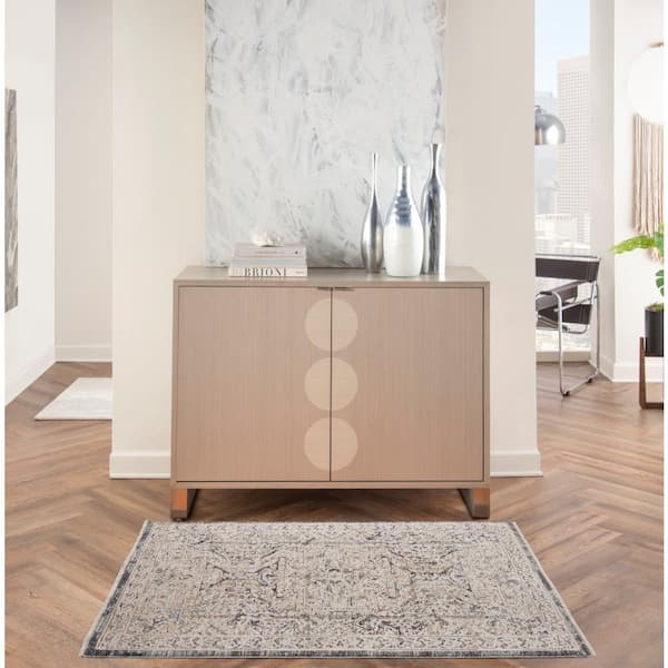 Lynx Ivory Charcoal 3 ft. x 5 ft. All-Over Design Transitional Area Rug