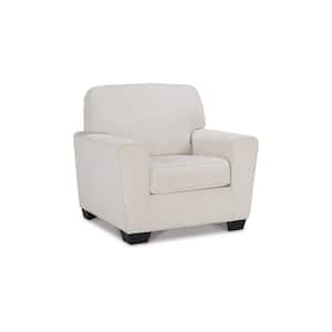 White and Black Polyester Arm Chair with Attached Back and Loose Cushioned Seat