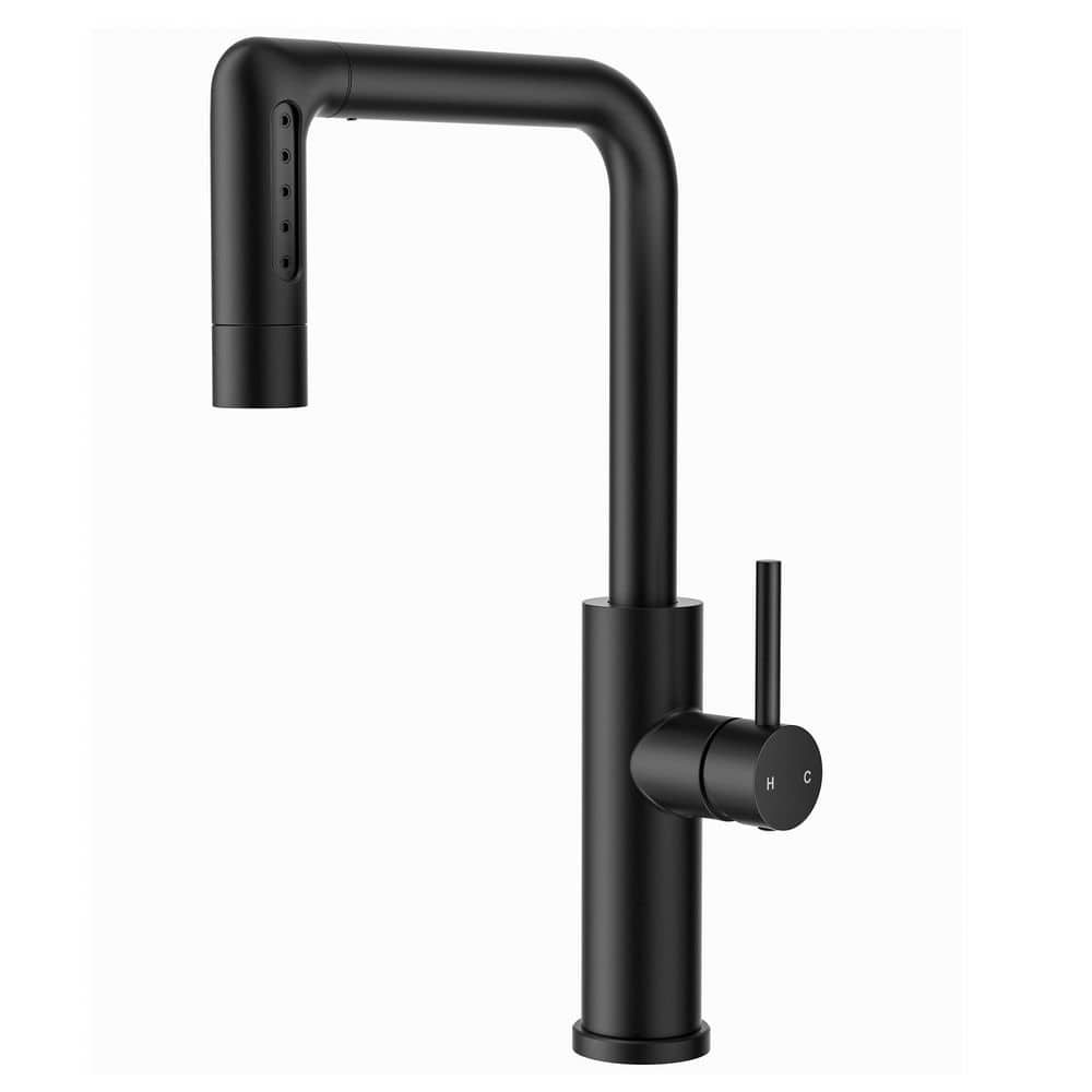 Gooseneck Single Handle Pull Down Sprayer Kitchen Faucet with Deck Plate and Flexible Hose Pull Out Spout in Matte Black price history on PriceWatchPro